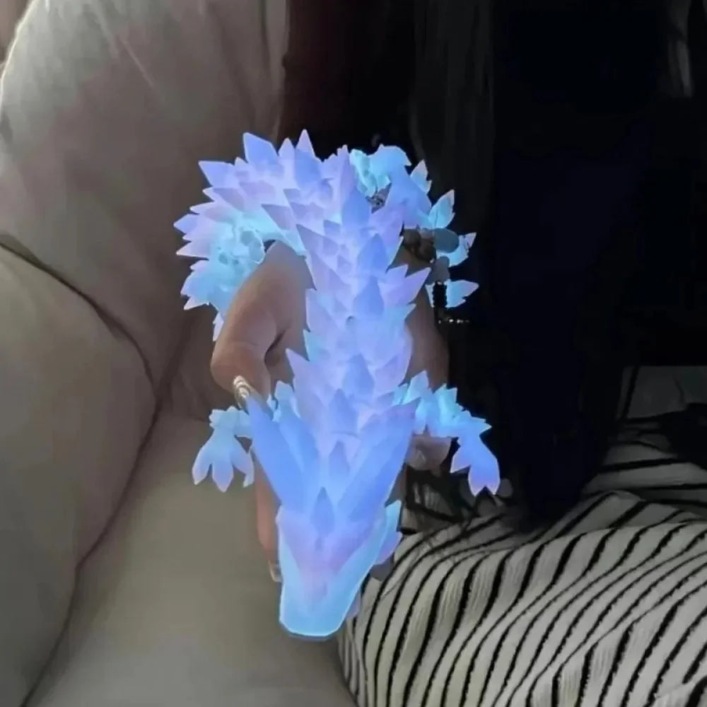 3D Printed Dragon Ornament 22/30/45cm Artificial Simulated Dragon Decorations Luminous Desktop Ornament Festival Party Gifts