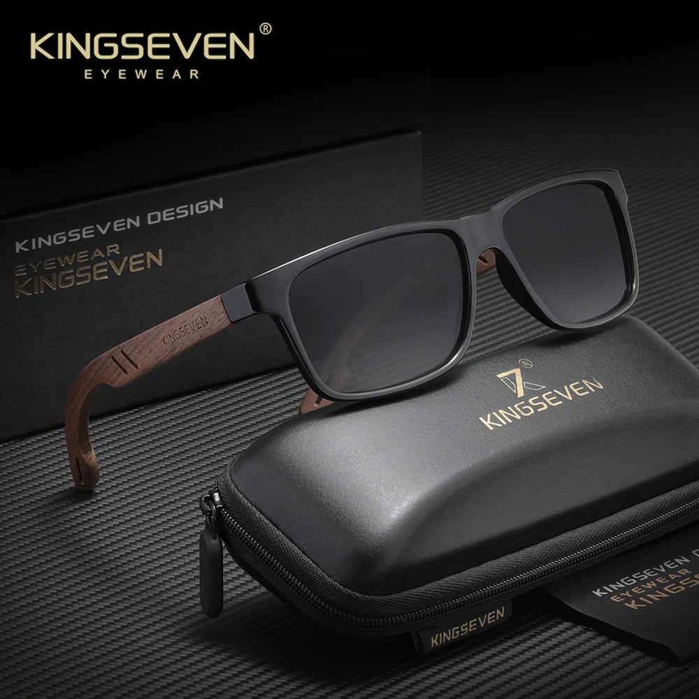 KINGSEVEN Classical Vintage Wooden Sunglasses Men's UV400 Polarized Walnut Retro Glasses Women Male Outdoor Eye Protect Eyewear