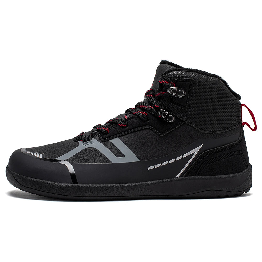 HOBIBEAR Barefoot Faux Fur Lined Ankle Boots Unisex Wide Toe Box Mid-Top Sneakers Outdoor Non-Slip Running Shoes