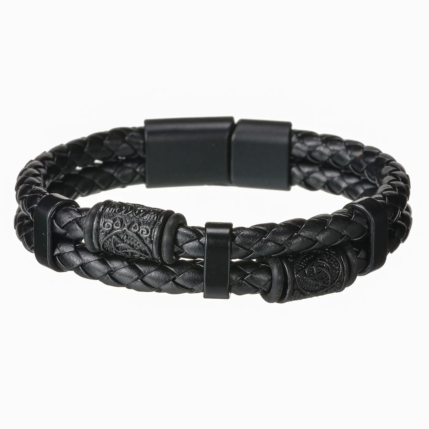 Men's Cross Leather Bracelet Prayer Multi Layer Braided Stainless Steel Fashion Classic Wristband Birthday Gift For Men Women