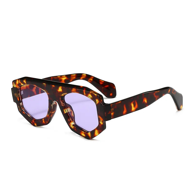 SO&EI Fashion Irregular Square Women Sunglasses Shades UV400 Retro Blue Purple Men Sun Glasses