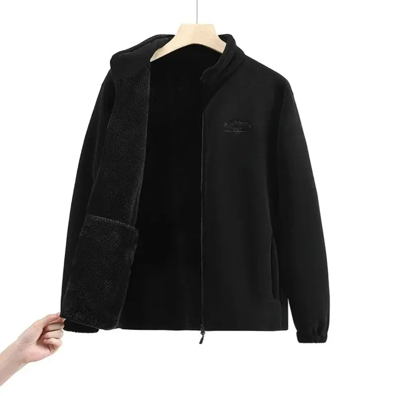 2026 Women's Wool Liner Coat Winter Loose-Fit Full Sleeve Polar Fleece Zipper Letter print Thickened Coat Cardigan Sporty jacket