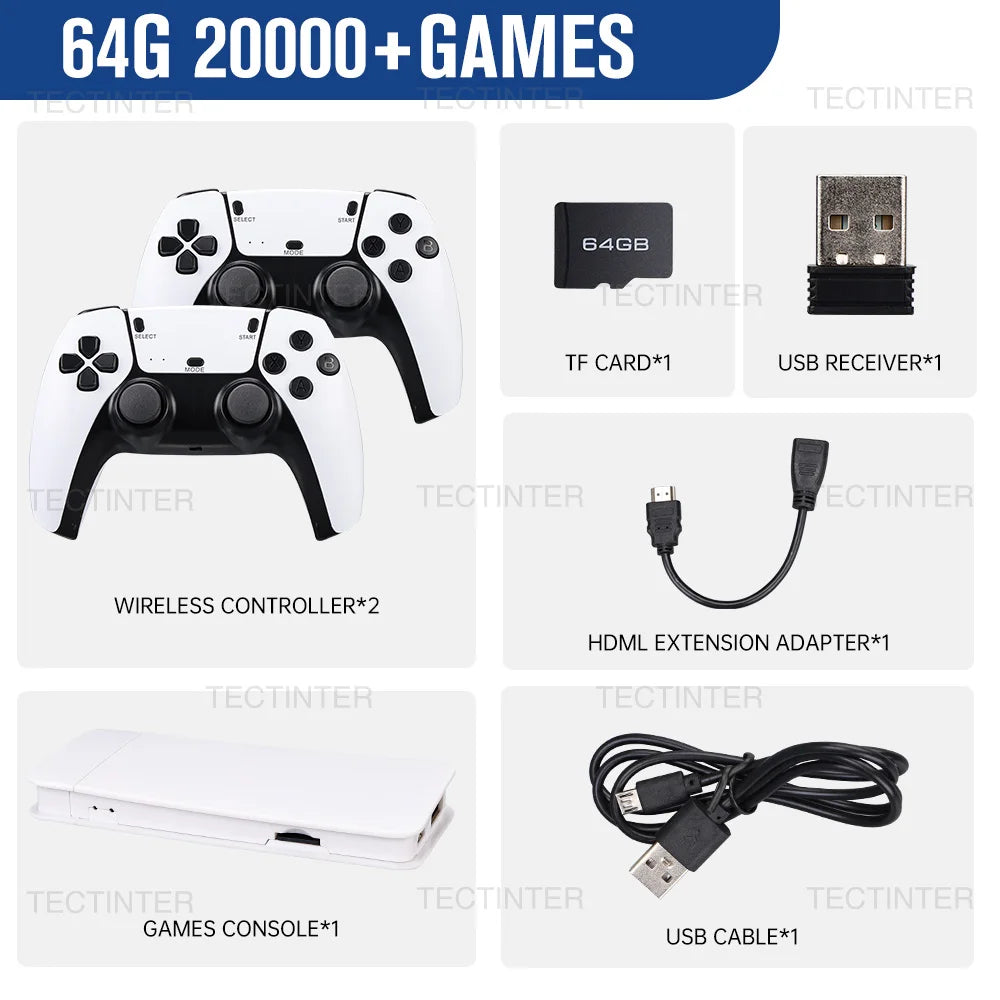 M15 4K Game Stick Mini Video Games Consoles Retro Handheld 20000 Games Player HD Video Game Stick 2.4G Double Wireless Controlle