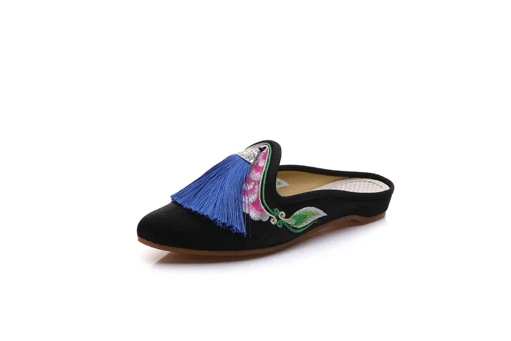 Chinese Style Summer Harajuku Slippers Women Shoes for Women Fashion Casual Vintage Embroidery Ethnic Style Streetwear