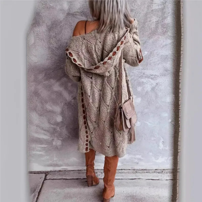 Fashion Mid-length Sweater  Cardigan For Women Autumn Winter Korean Staly Solid Color Knitwear Long-sleeved Casual Sweater Coats
