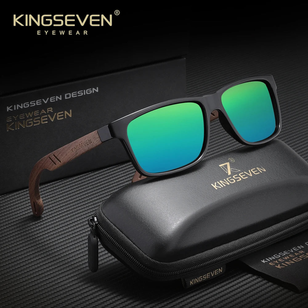 KINGSEVEN Classical Vintage Wooden Sunglasses Men's UV400 Polarized Walnut Retro Glasses Women Male Outdoor Eye Protect Eyewear