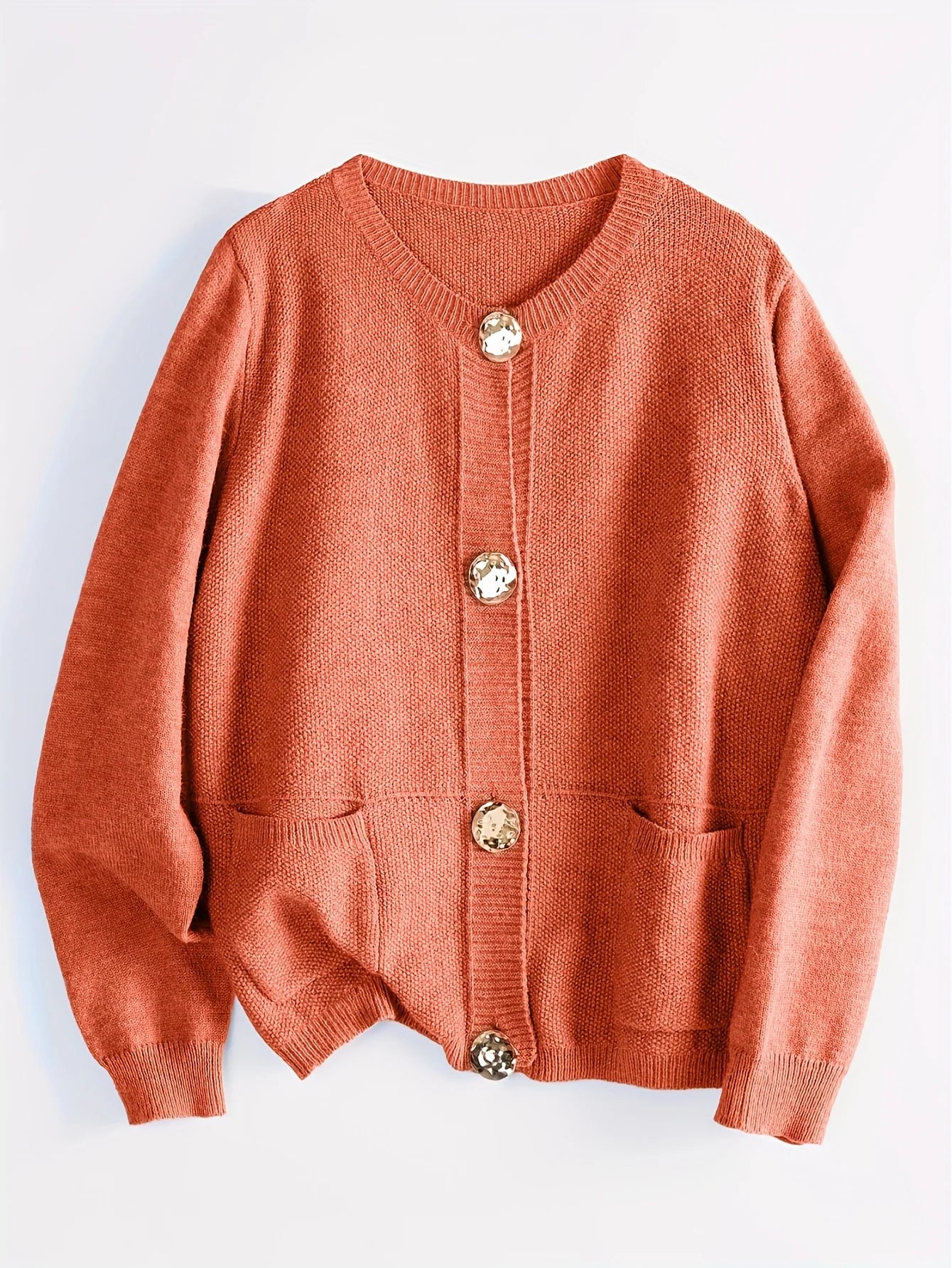 Autumn/Winter New Arrivals casual Loungewear Style Knitted Cardigan With Metallic Buttons Perfect For Autumn/Winter Outfits.