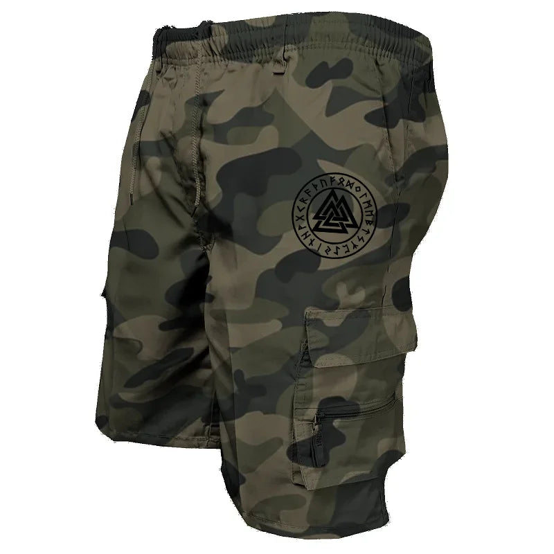 Delta Core Cargos Men Geometric Symbol Tactical Shorts 4-Way Stretch Fabric Hidden Security Pocket Gym Fitness Stretch Waistband