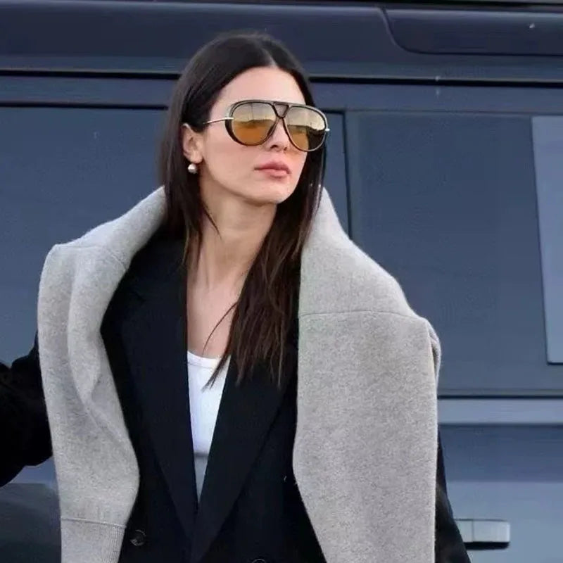 Luxury Brand Designer Oversized Pilot Sunglasses Women For Men 2025 Popular Vintage Sun Glasses Punk Double Bridge Shade UV400