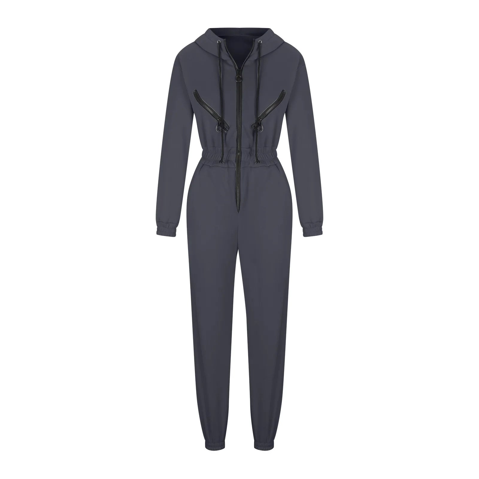 Autumn Women's Monochrome Long-Sleeved Jumpsuit Solid Color Zip-up Sportswear Female Winter Casual Tracksuit Fashionable Hoodies