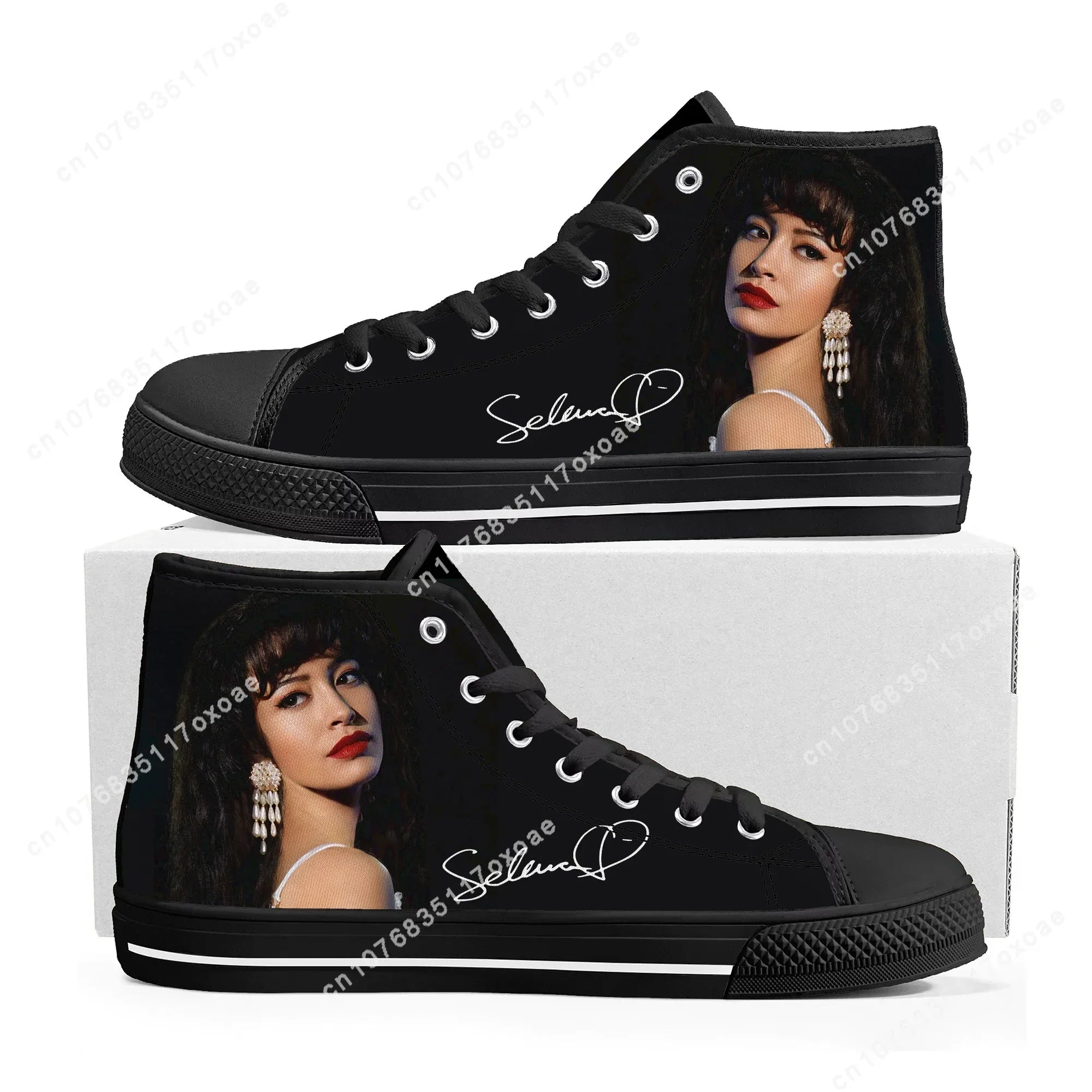 Singer Selena Quintanilla High Top Sneakers Mens Womens High Quality Canvas Sneaker couple Casual Shoe Customize Shoes