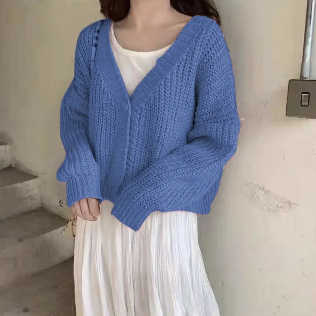 Women's Short Sweater Cardigan Sweet Cute College Style Single Button Knitted Cardigans Autumn Winter Thicken V-Neck Knitweat