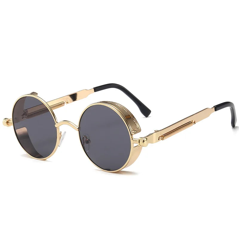 Metal Steam Punk Sunglasses Men Women Fashion Round Mirror Glasses Brand Designer Vintage Sun Glasses Retro Eyeglasses UV400
