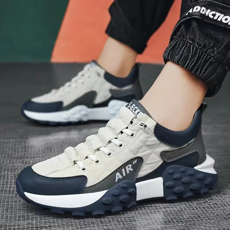 Men's Comfortable Running Shoes Dad Sneakers Thick Sole Breathable Low Cut Spring Autumn Season Sporty Casual Shoes