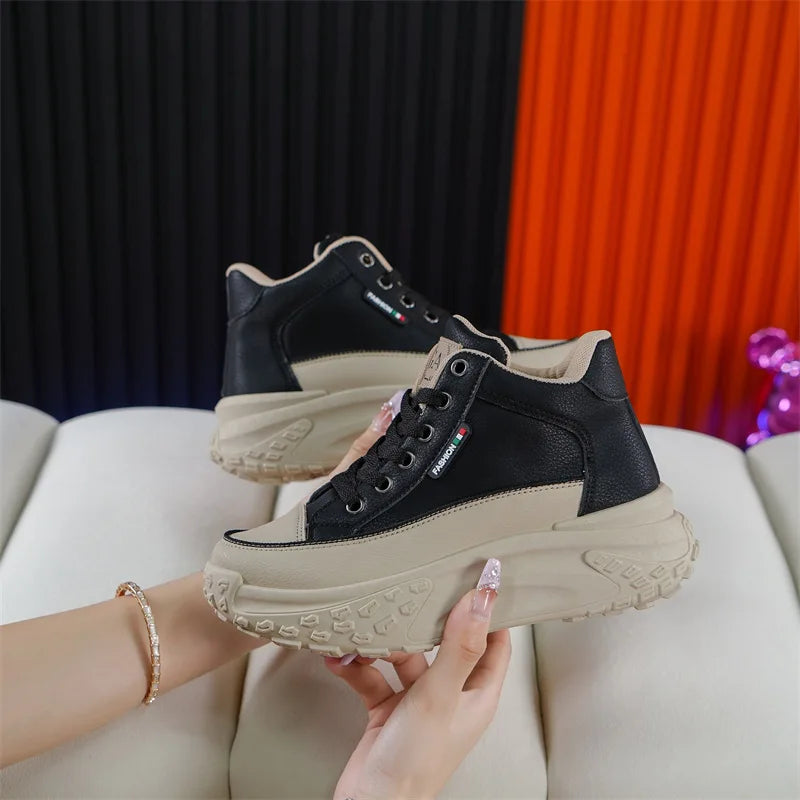 Retro Women Shoes Spring Platform Shoes Casual Sneakers Versatile Fashion Thick Soled Shoes High Quality Women Sneakers