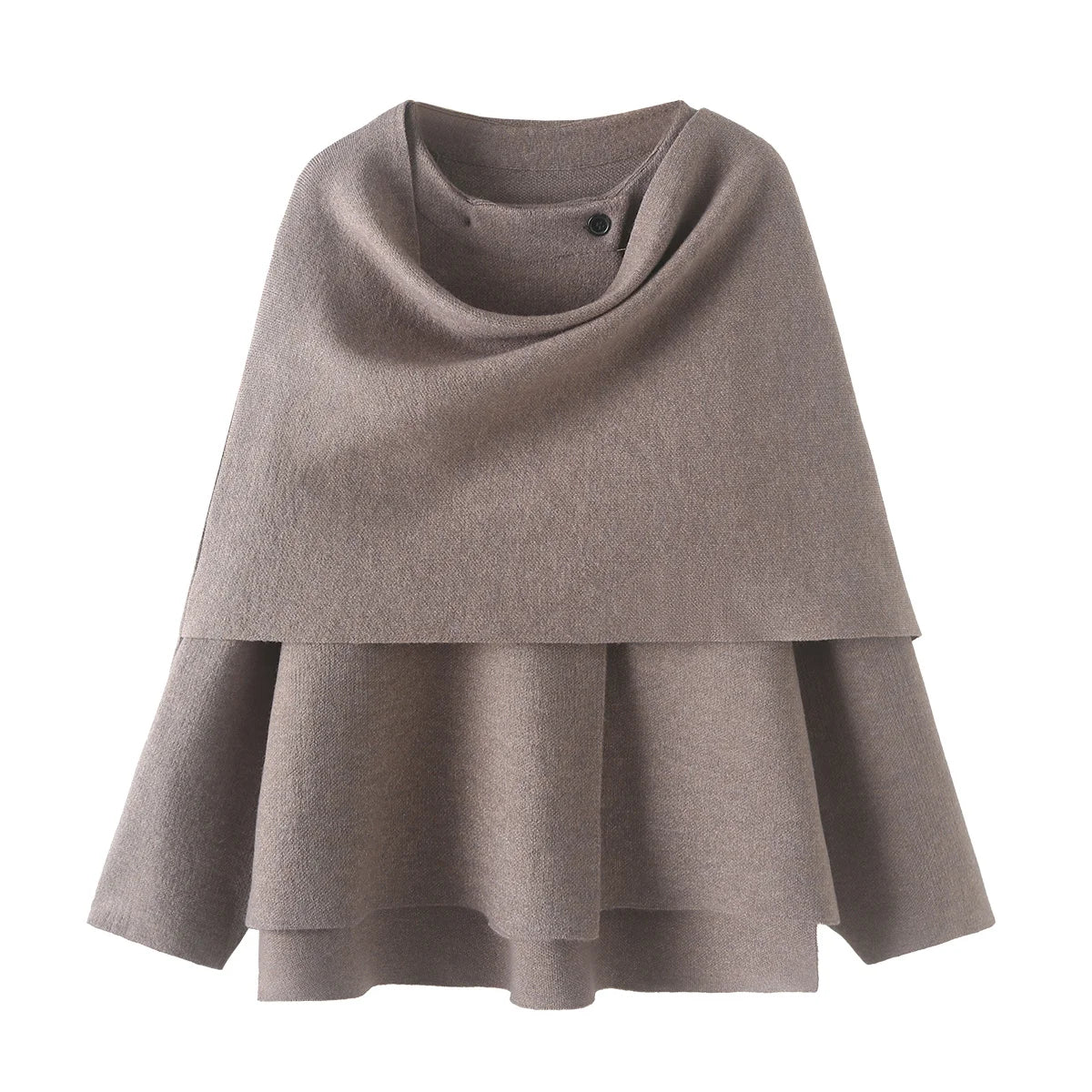 Autumn Women Loose Asymmetric Scarf Knit Jacket Solid Long Sleeve Single Button Side Slit Cardigan Lady Outerwear