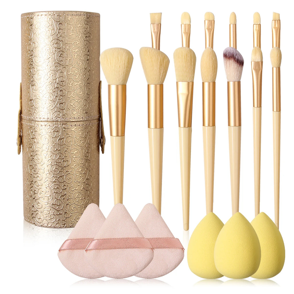 6/13/14/20PCS High-quality makeup brush set, multi-functional facial brush set & soft powder puff set & portable storage bucket