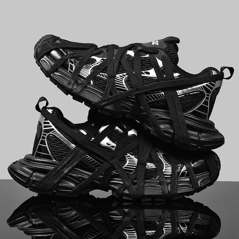 Men's Lace Up Street Sneakers Niche Thick Splicing Mixed Color Sports Shoes Arrival Vulcanization Shoes Punk Breathable Women