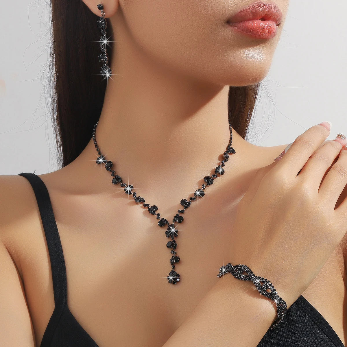 4-piece women's flower necklace with earrings and bracelet set, wedding party accessories