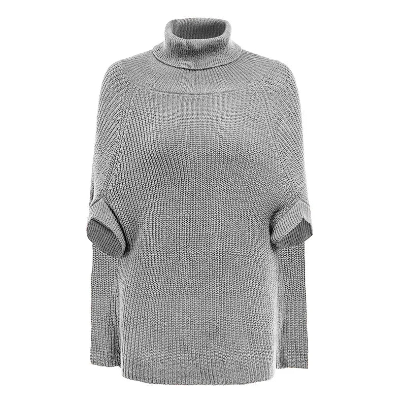 2025 Knitted Tops Loose Oversize Sweater Autumn Winter Fashion Women Cloak Poncho Female Sexy Elegant Turtleneck Sweaters Tops