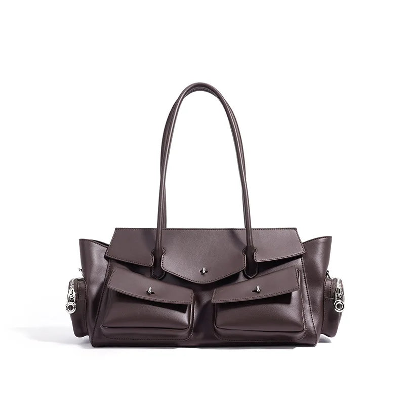 New Women's Bag Luxury Designer Genuine Leather Women Shoulder Bag Vintage Multi-Pocket Storage Cowhide Handbags