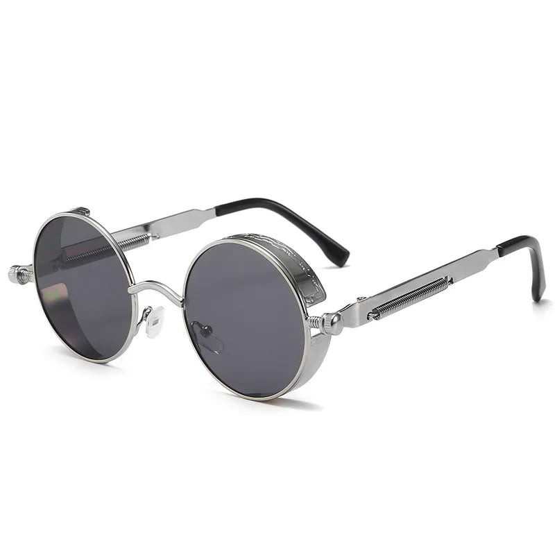 Metal Steam Punk Sunglasses Men Women Fashion Round Mirror Glasses Brand Designer Vintage Sun Glasses Retro Eyeglasses UV400