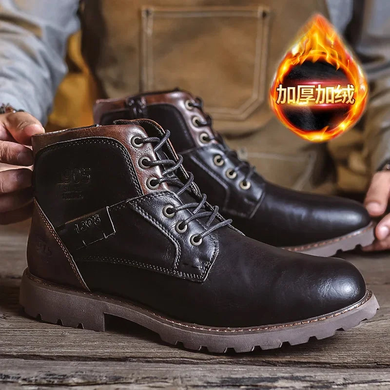High Quality Men Boots Leather Autumn Winter High Top Shoes Business Casual British Ankle Boots Trendy Elegant Men's Shoes