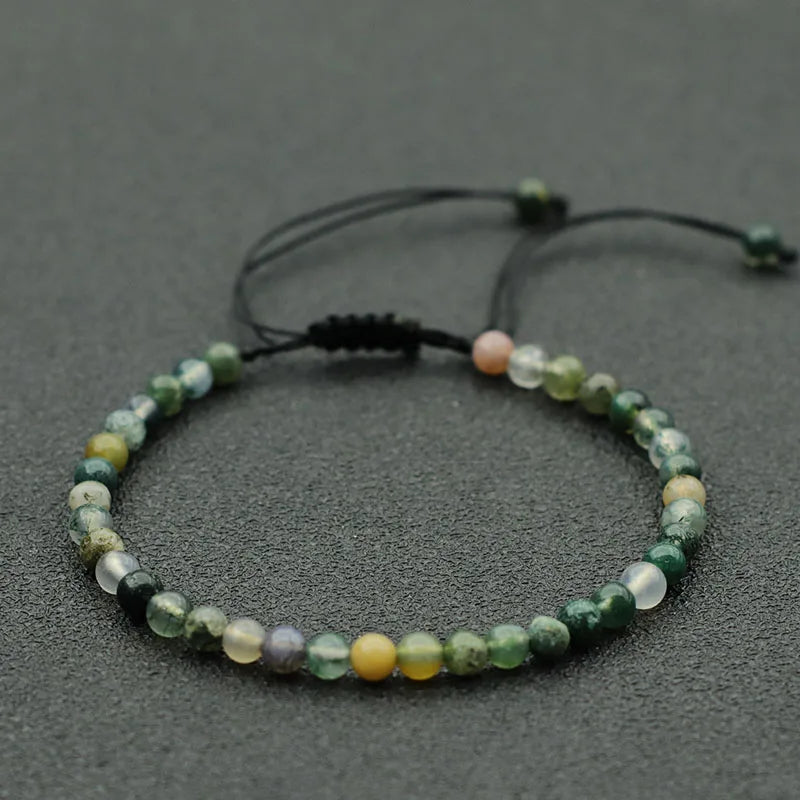 Fashion 4mm Natural Stone Bracelet Men Women Handmade Braided Adjustable Braclet Small Tiger Eyes Howlite Agates Beads Braslet