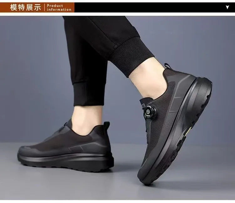 Running Men's Shoes 2025 Spring Button Men's Shoes Casual Sports Outdoor Mountaineering Breathable Cloth Shoes