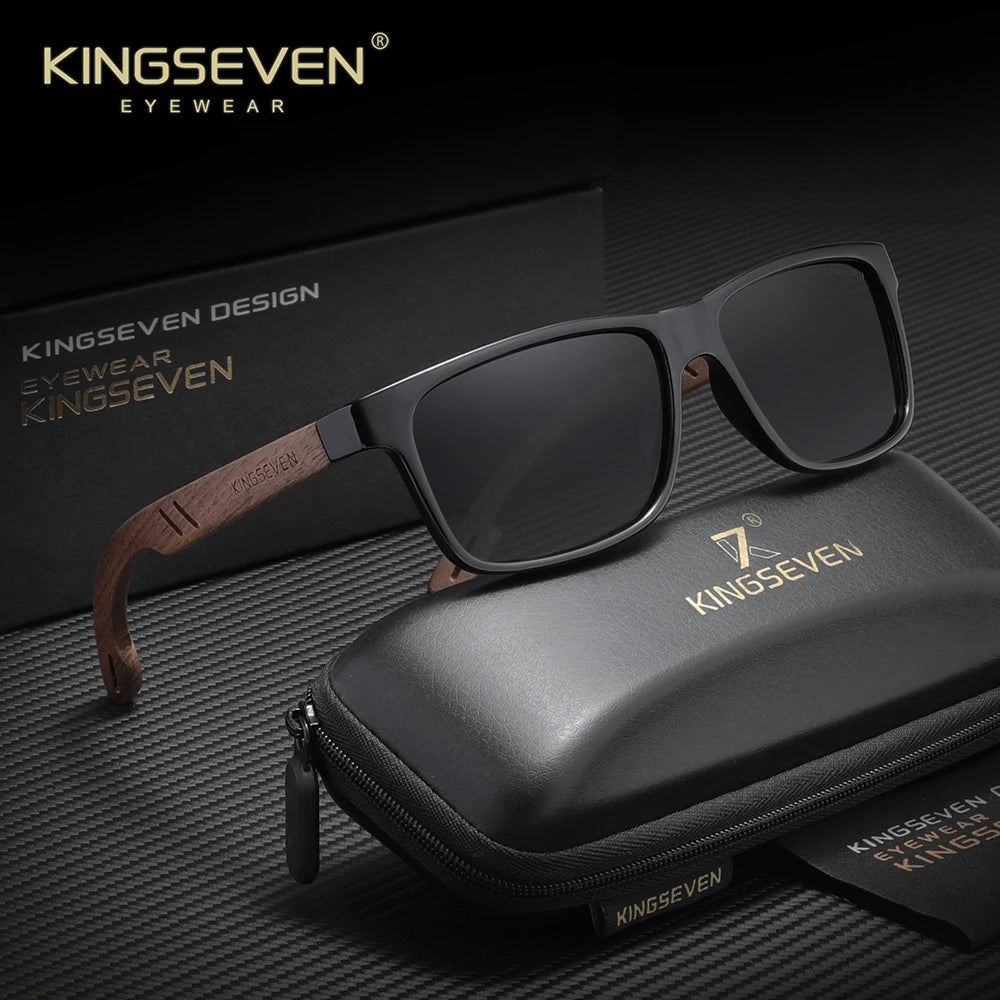 KINGSEVEN Classical Vintage Wooden Sunglasses Men's UV400 Polarized Walnut Retro Glasses Women Male Outdoor Eye Protect Eyewear