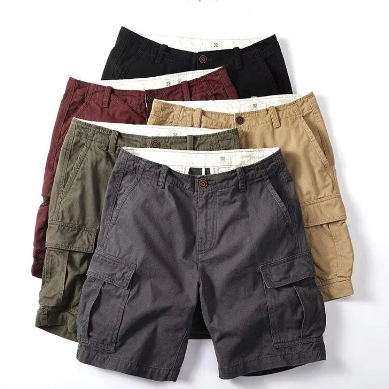 Cotton Men Shorts Cargo Shorts Versatile Shorts for Daily Travel Twill Solid Color Short Pants Summer High Quality Sweatpants