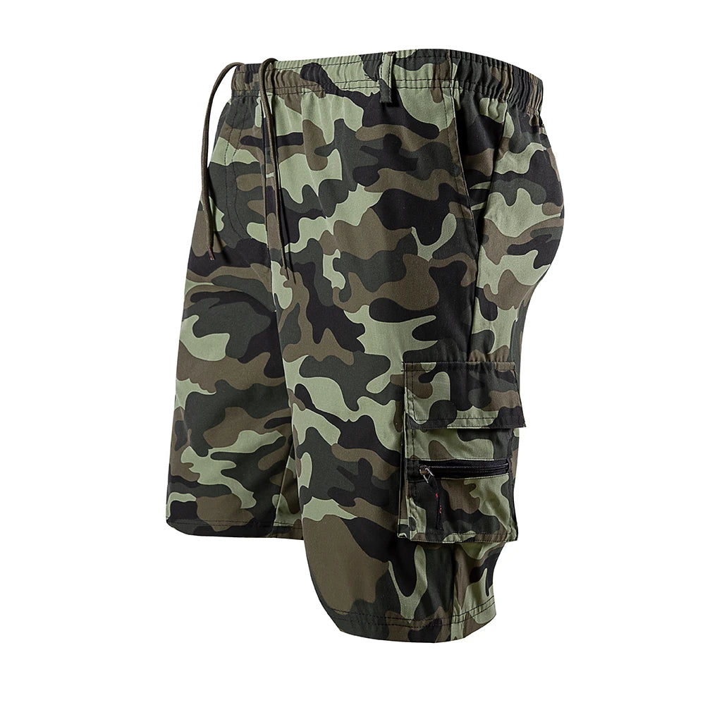 Summer Men Cargo Shorts Loose Solid Color Casual Shorts Pant Fashion Pocket Military Shorts Male Camouflage Jogging Sports Pants