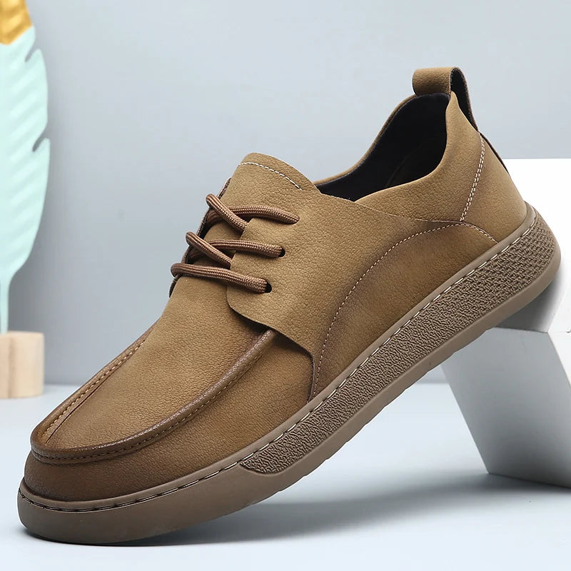 Stylish Trendy Men Casual Shoes Comfortable Leather Mens Sneakers Outdoor Simple Man Walking Shoes Versatile Skateboard Footwear