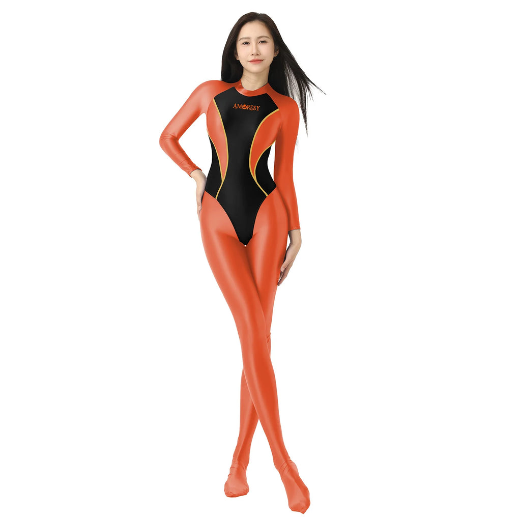AMORESY Women's Stretch Spandex Bodysuit Catsuit Cosplay Playsuit Zentai Suit Tight Jumpsuit Halloween Limited Edition