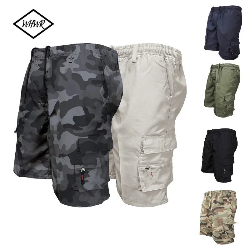 Men's Camouflage Cargo Shorts Casual Loose Work Tooling Shorts Summer Male's Outdoor Multi-pockets Knee Length Short Pants S-3XL
