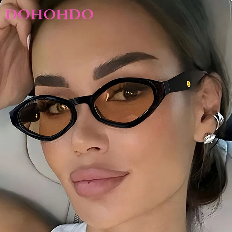 New Trendy Small Frame Polygonal Women's Sunglasses Luxury Brand Design Sunglasses Men Outdoor Travel Shade Eyewear Female UV400