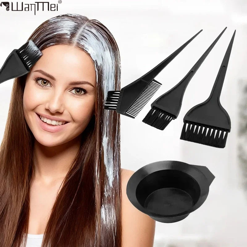 4Pcs Professional Hair Dyeing Kit Hair Color Dye Bowl Stirring Brush For DIY Hair Coloring Bleaching Salon Home Hair Dye Tools