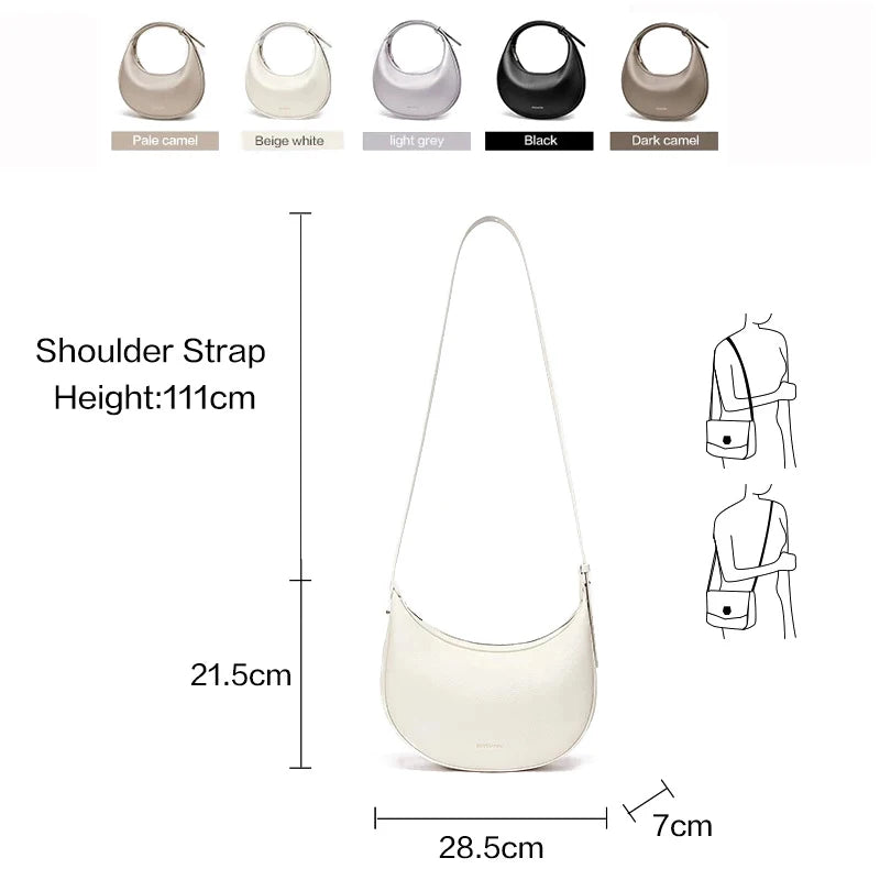 FOXER Brand PU Leather Women's Shoulder Bag 2025 Fashion Lady Crescent Luxury Design Half-moon Handbag Crossbody Bag Girl Gift