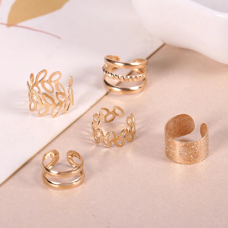 5pcs Vintage Clip Earrings for Women Gold Plated No Piercing Fake Earring Set in Lots 2025 Fashion Jewelry Ear Cuff Accessories