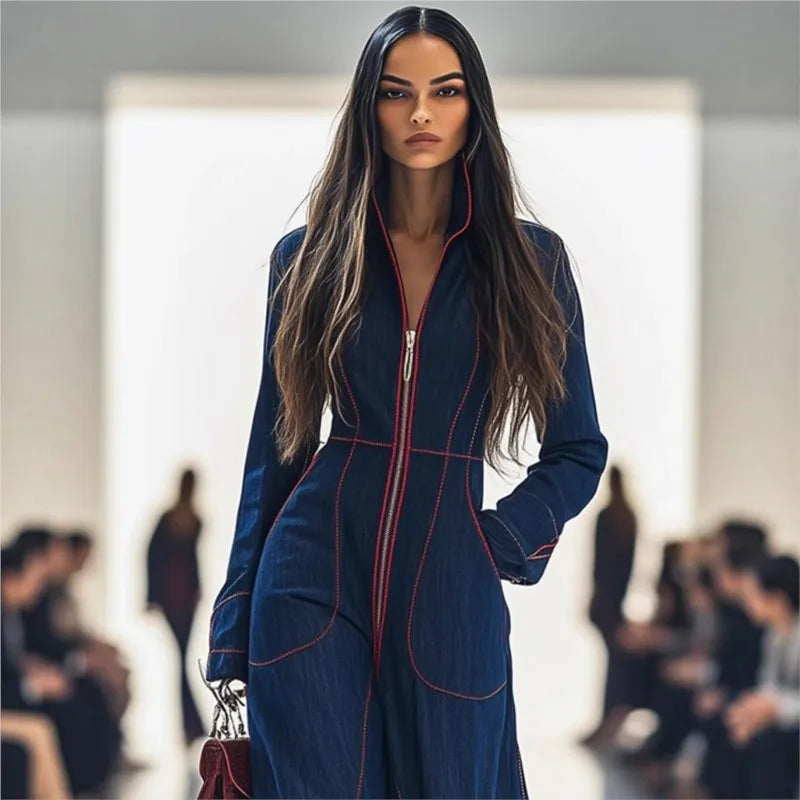 2025 Solid Color Women Jumpsuits For Autumn Winter Long Sleeve Loose Fashion Streetwear Overalls Wide Leg Pants Trousers