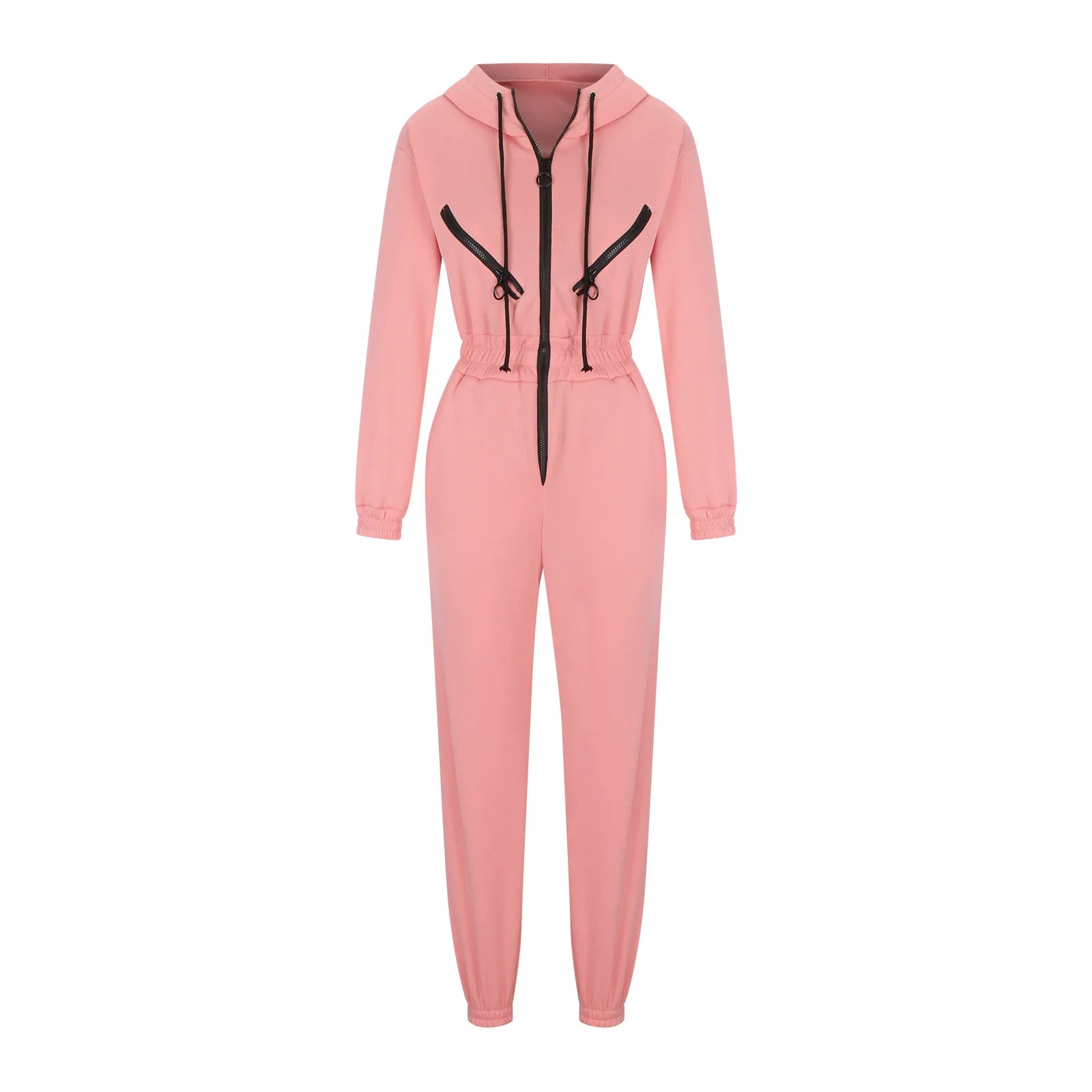 Autumn Women's Monochrome Long-Sleeved Jumpsuit Solid Color Zip-up Sportswear Female Winter Casual Tracksuit Fashionable Hoodies