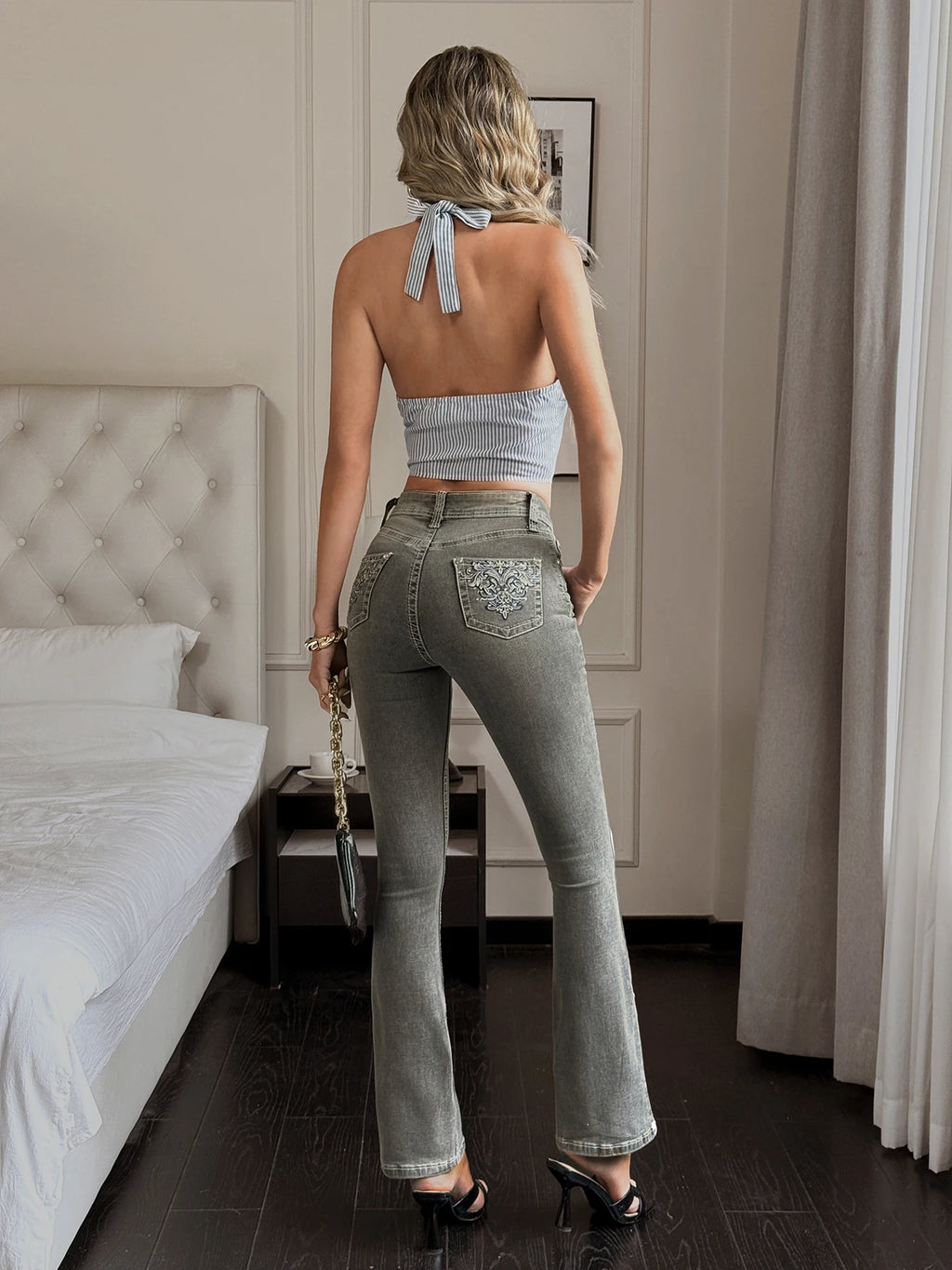 Classic Mom Jeans for Ladies High Rise Slim Tapered Denim Pants Casual Street Fashion Clothing Comfortable Retro Everyday Wear
