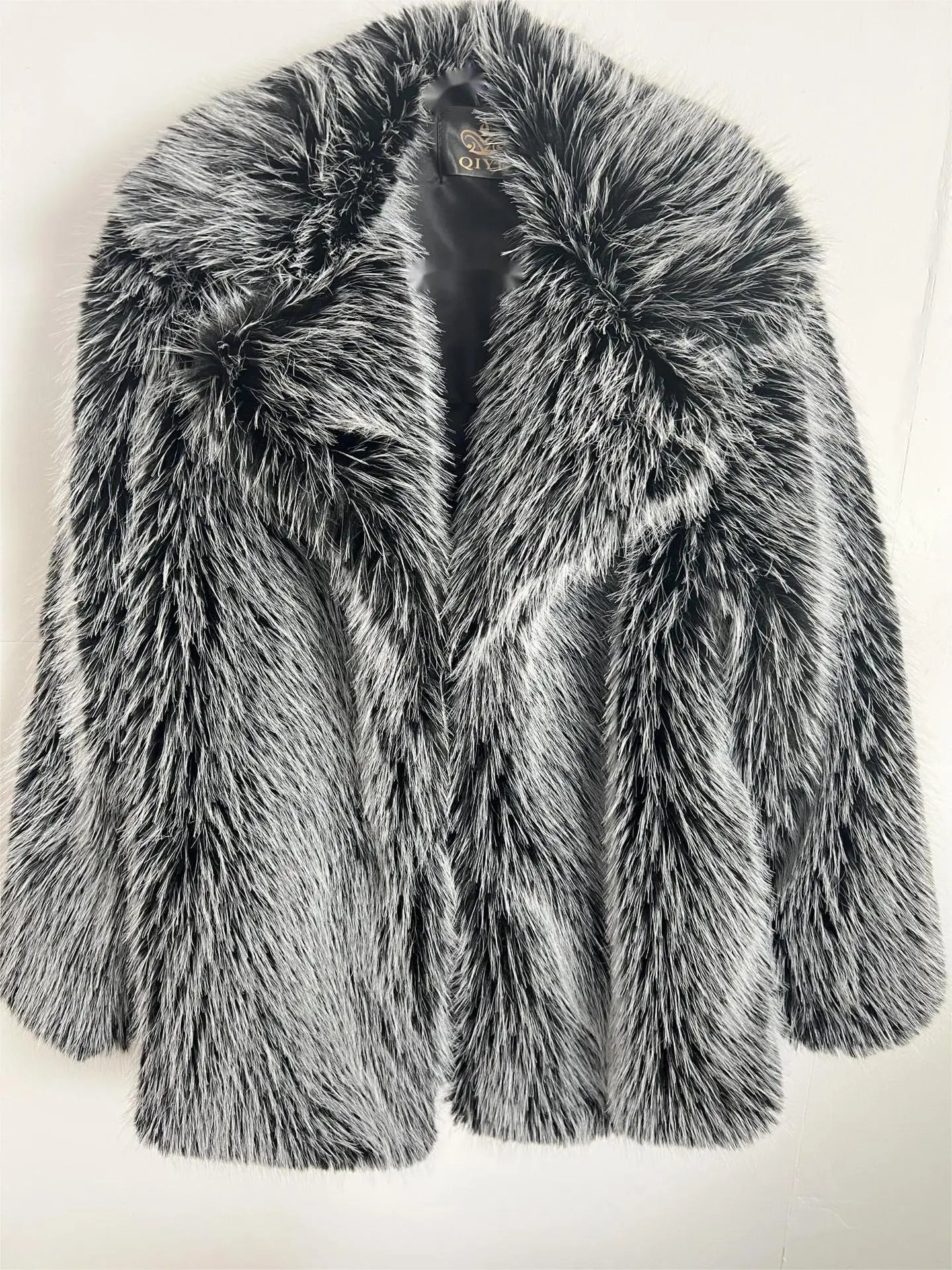 2025 Winter Plus Size Faux Fur Long Coat Women Big Collar Long Sleeve Fluffy Cardiga Jacket Lady Large Thick Warm Furry Outwear