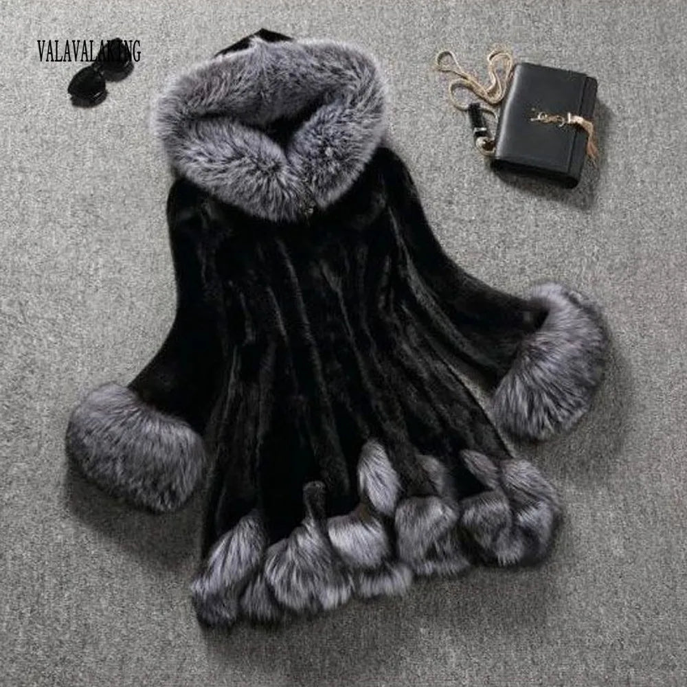 2025 Women Winter Plus Size Thick Furry Faux Fur Coat Female Hooded Long Sleeve Plush Jacket Lady Fake Fur Warm Fluffy Cardigan