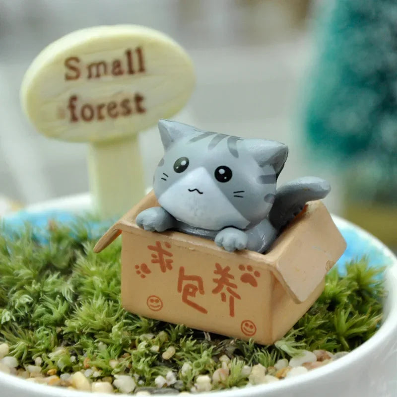 Kawaii Mini Cat Ornament Garden kitten statue Gift For Kids Children Baby Room Decoration Toy Miniature Figurines Home Decor