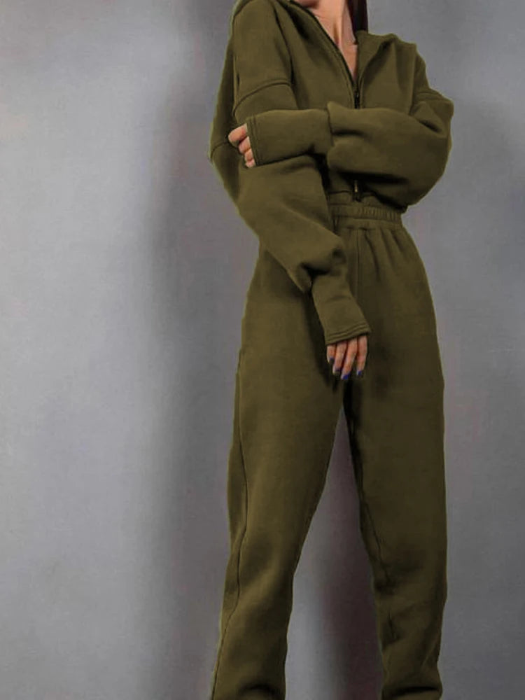 2024 ladies fall and winter one-piece sweatpants suit Zip-up hooded Jumpsuits tracksuit Sportswear