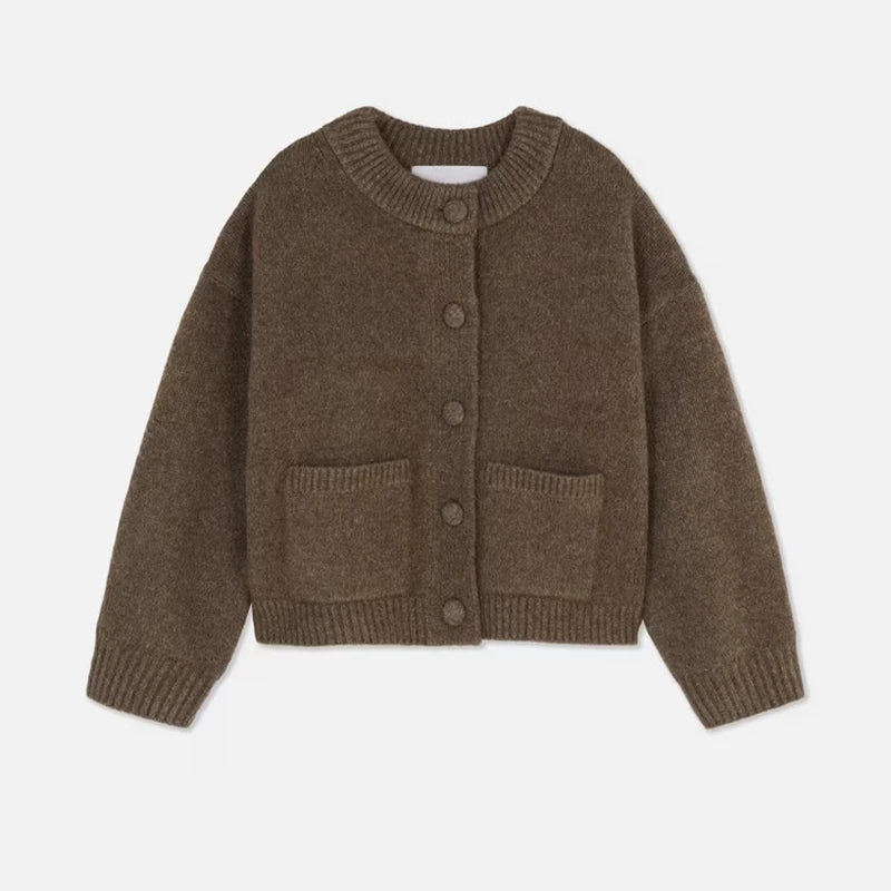 Casual Solid Knitted Cardigan Women O-neck Long Sleeve Single-breasted Pocket Sweater 2025 Autumn Lady Daily Knitwear