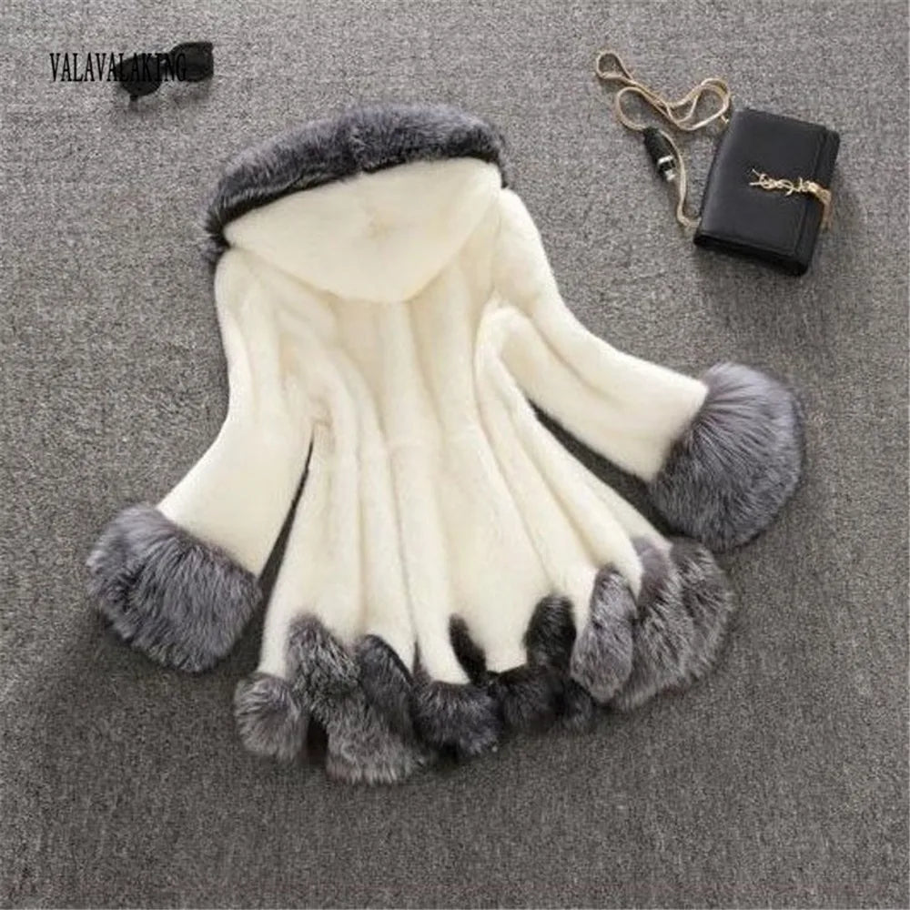 2025 Women Winter Plus Size Thick Furry Faux Fur Coat Female Hooded Long Sleeve Plush Jacket Lady Fake Fur Warm Fluffy Cardigan