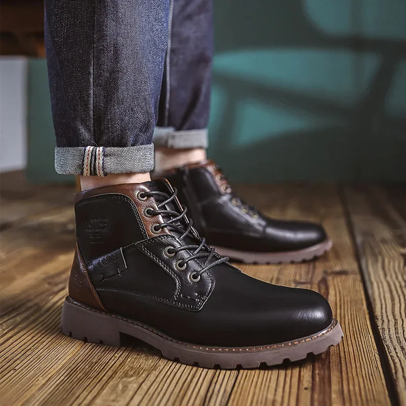 High Quality Men Boots Leather Autumn Winter High Top Shoes Business Casual British Ankle Boots Trendy Elegant Men's Shoes