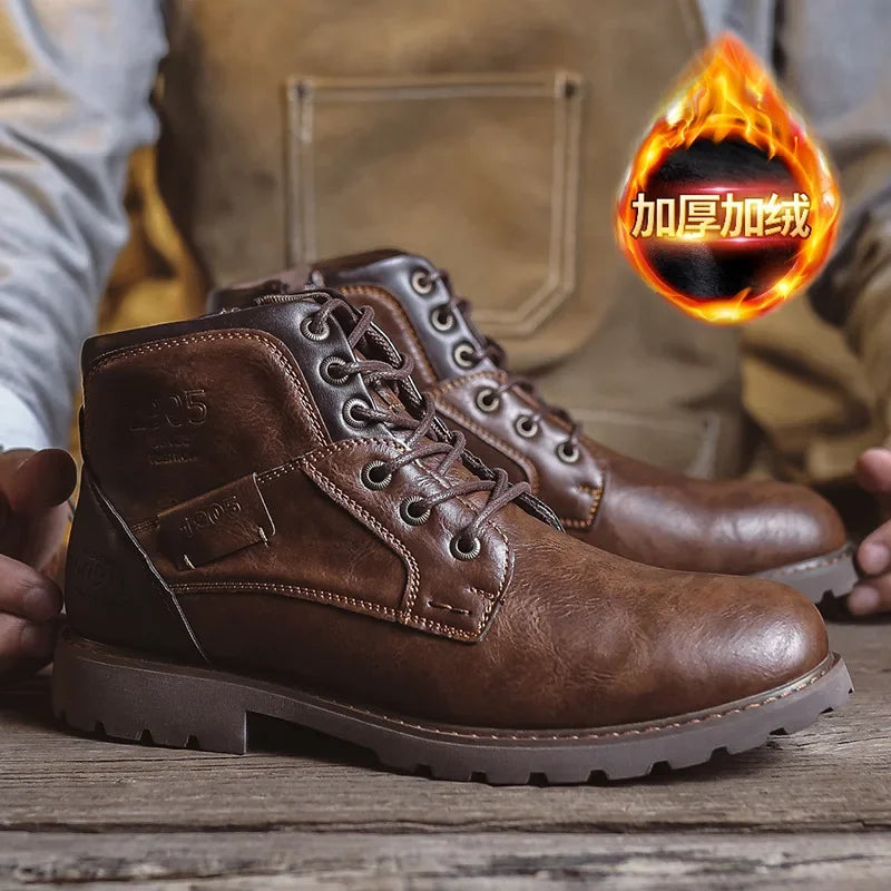 High Quality Men Boots Leather Autumn Winter High Top Shoes Business Casual British Ankle Boots Trendy Elegant Men's Shoes
